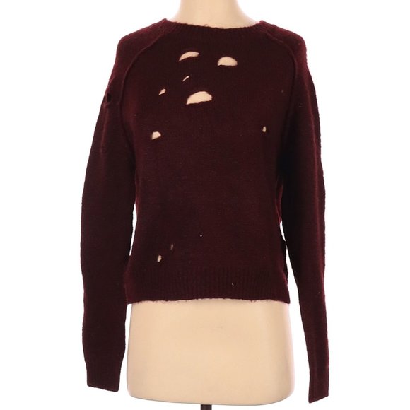 Forever 21 Sweaters - 🍁Long Sleeve Distressed Sweater in Burgundy SZ S